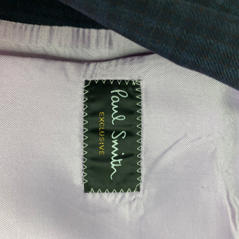 PAUL SMITH Talla 40 Traje regular de solapa de muesca de lana a cuadros azul marino y negro