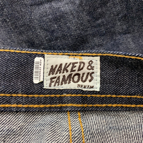 NAKED AND FAMOUS Size 34 Indigo Contrast Stitch Selvedge Denim Jeans