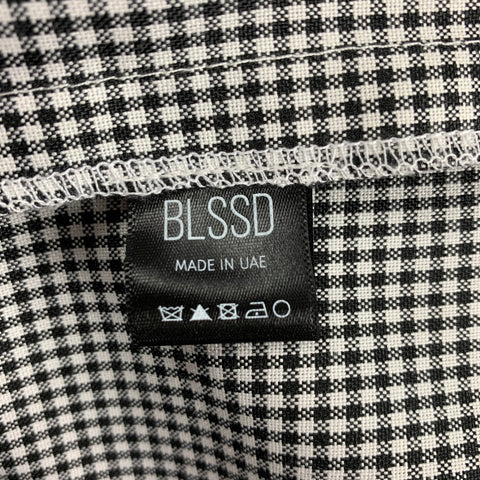 BLSSD Taille unique Chemise convertible surdimensionnée à carreaux noirs et blancs Berlin
