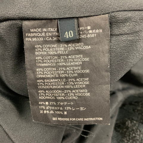 PRADA Size 4 Black Cotton Blend Textured Hidden Snaps Coat