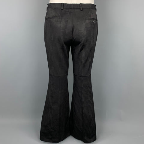 GUCCI by TOM FORD 2001 Size 32 Black Jacquard Zip Fly Wide Leg Dress Pants