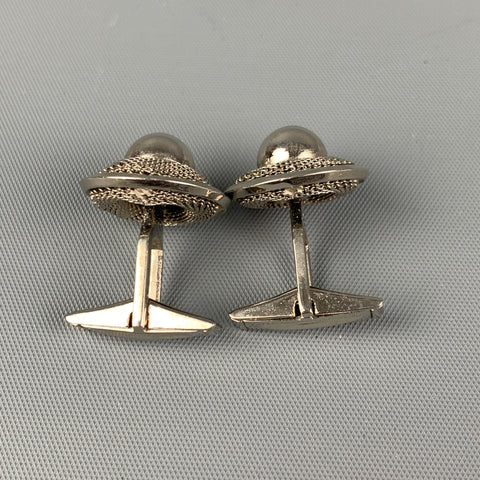 Boutons de manchette texturés argentés VINTAGE