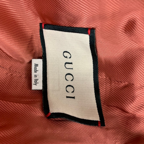 GUCCI Size 4 Tan Gold Brocade Floral Polyester Single Button Pants Suit