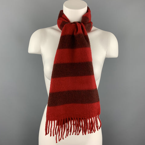 MEG COHEN Châle à franges en cachemire à rayures rouges