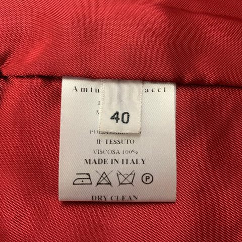 AMINA RUBINACCI Taille 4 Manteau à revers cranté en laine mohair texturée framboise