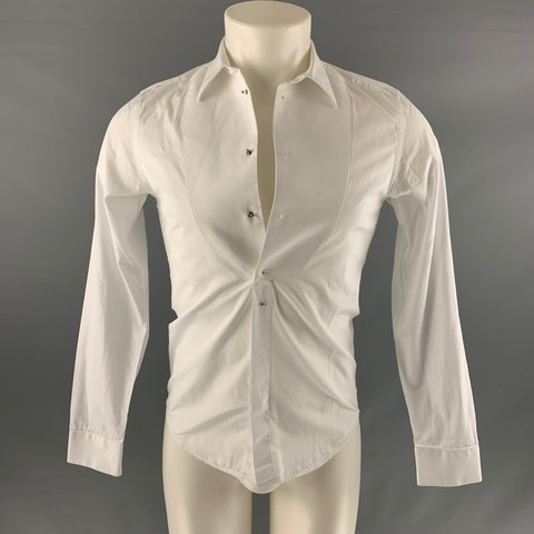 GIVENCHY Camisa de manga larga de esmoquin de algodón liso blanco talla S