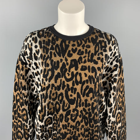 STELLA McCARTNEY Size S Black & Tan Leopard Viscose Blend Pullover