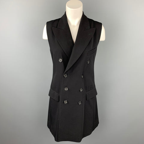 vintage JEAN PAUL GAULTIER Taille M Black Wool Blend Double Breasted Gilet sans manches