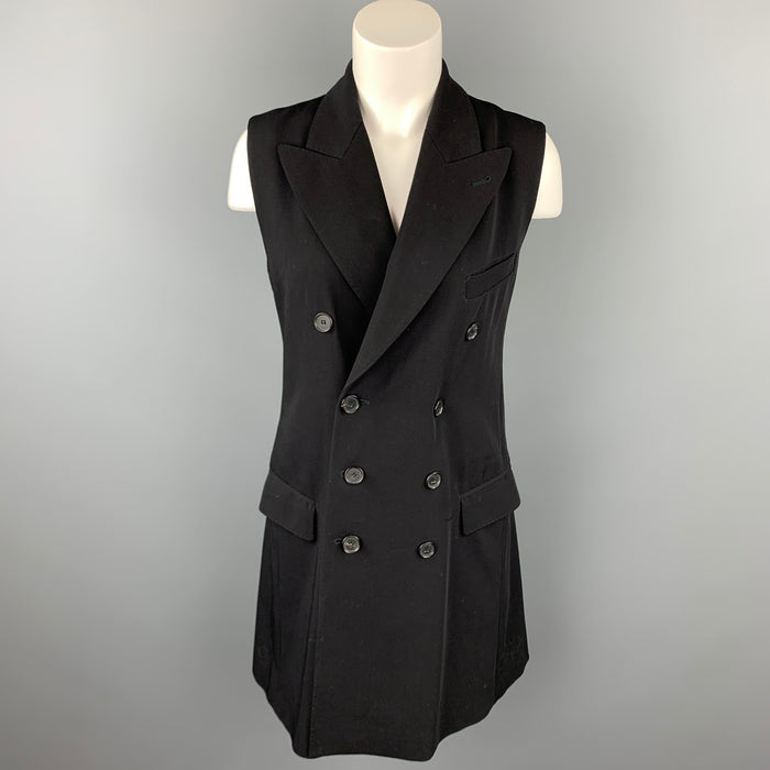 Vintage JEAN PAUL GAULTIER Size M Black Wool Blend Double Breasted Sleeveless Vest