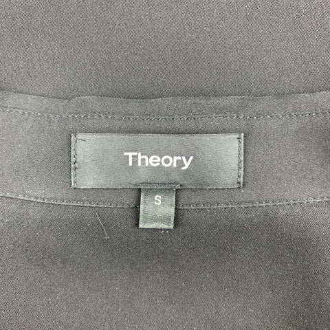 THEORY Size S Black Silk Sleeveless Casual Button Up Top