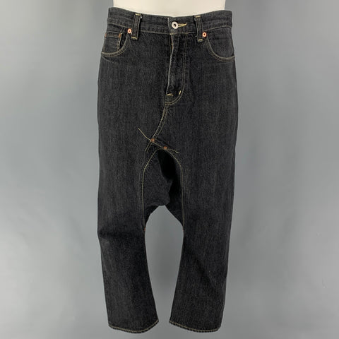 COMME des GARCONS GANRYU Size S Charcoal Contrast Stitch Selvedge Denim Jeans
