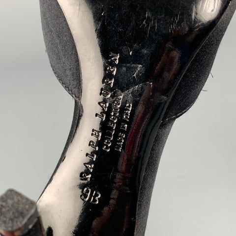RALPH LAUREN Collection Size 9 Black Silk Open Toe Pumps