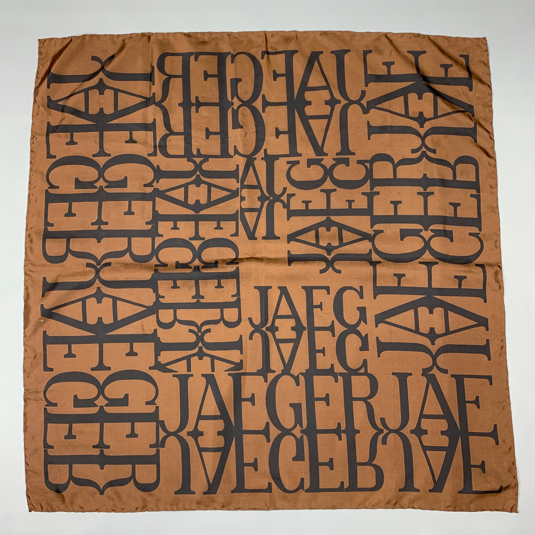 JAEGER Brown & Black Print Silk Scarf