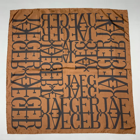JAEGER Brown & Black Print Silk Scarf
