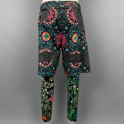 RICCARDO TISCI x NIKE Talla M Pantalones casuales de mezcla de poliéster floral multicolor