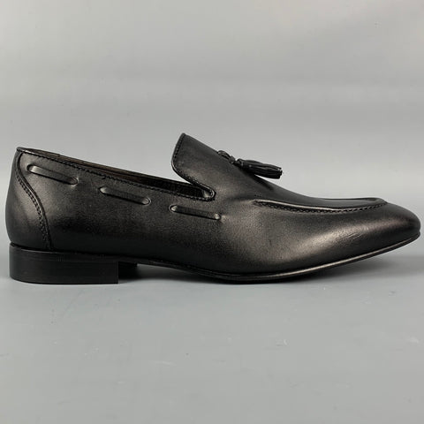WALL+WATER Size 7.5 Black Leather Slip On Tassel Loafers