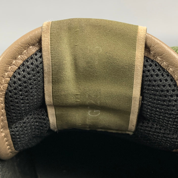 VALENTINO Size 10 Olive & Yellow Camo Nylon Lace Up Sneakers