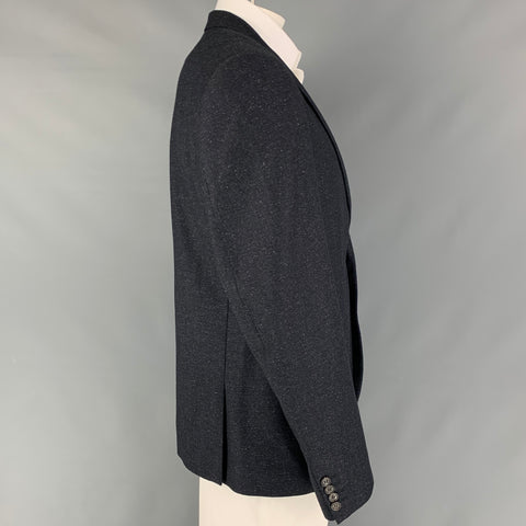 CALVIN KLEIN COLLECTION Size 46 Navy Heather Wool Silk Sport Coat