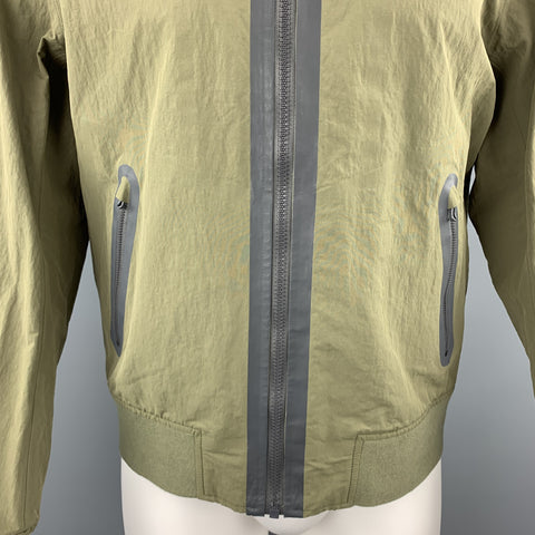 RAG & BONE Size M Olive Nylon Grey Zip Windbreaker Bomber Jacket