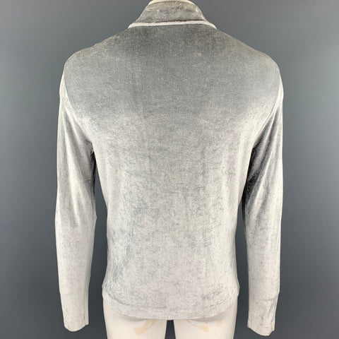 DANIELE ALESSANDRINI Taille L Veste Viscose / Nylon Shimmery Argent