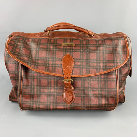 vintage POLO par RALPH LAUREN Sac de voyage en toile enduite à carreaux marron et noir
