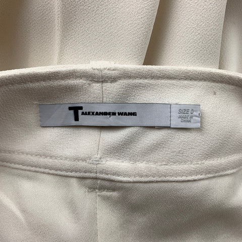 ALEXANDER WANG Size 0 Off White Crepe Wide Leg Dress Pants