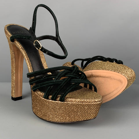 ALEXANDRE BIRMAN Talla 7 Zapatos de tacón Vicky Crystal dorados y negros