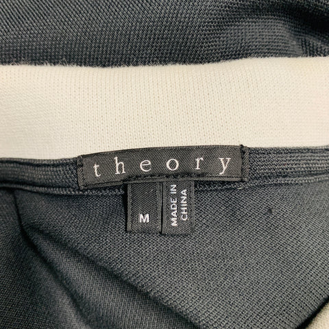 THEORY Size M Grey White Cotton Polo