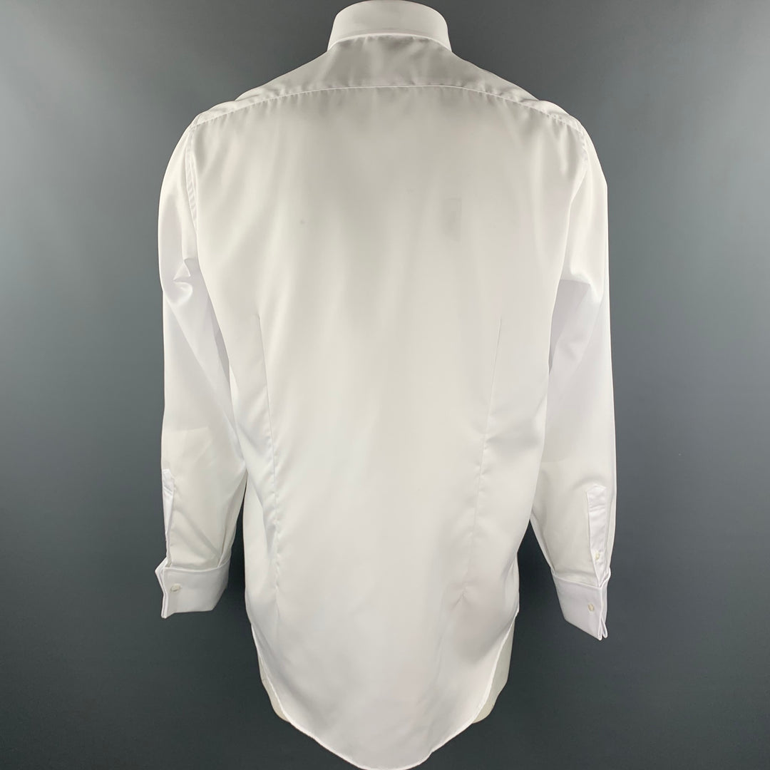 FAIRFAX pour BARNEY'S NY Taille L Chemise à manches longues en coton plissé blanc à manchette française