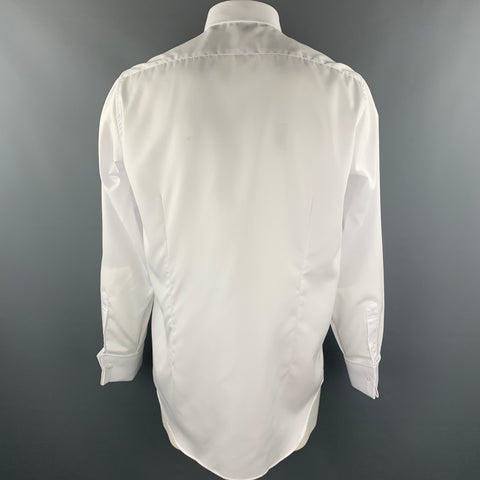 FAIRFAX for BARNEY'S NY Size M White Pleated Cotton French Cuff Long Sleeve Shirt