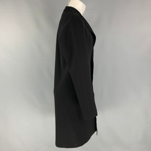 LANVIN Taille 42 Manteau boutonné simple boutonnage en laine noire
