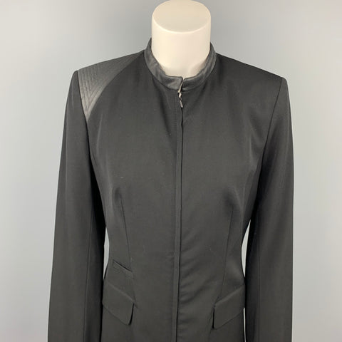 CLAUDE MONTANA Taille 4 Veste zippée en laine / soie bicolore noire