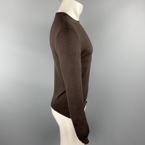 RALPH LAUREN Size S Dark Brown Merino Wool Crew-Neck Pullover