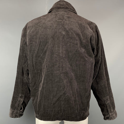 VISVIM Taille L Veste à col châle Kobuk en velours côtelé marron mélangé