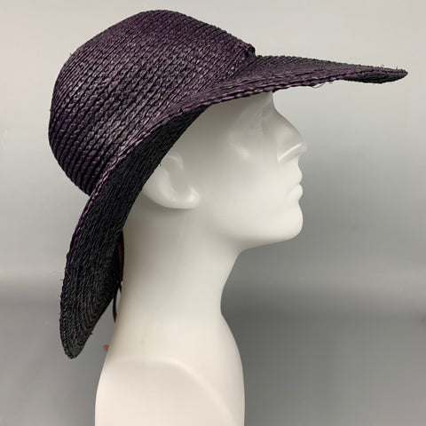 FLORA BELLA Chapeau à large bord tissé aubergine