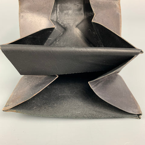 M.A+ Brown & Black Distressed Leather Origami Wallet