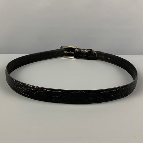 VINTAGE Size 44 Black Embossed Leather Belt