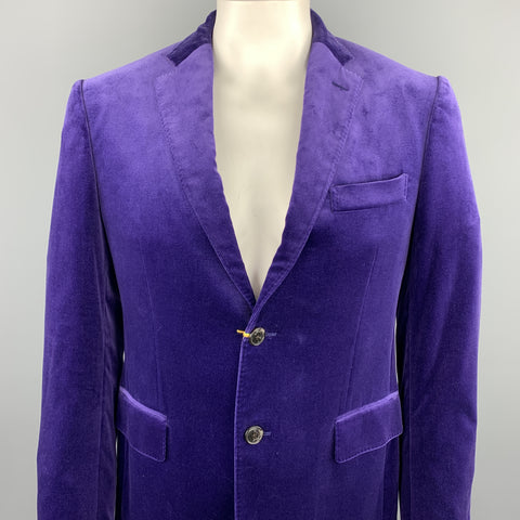 ETRO Size 40 Purple Solid Velvet Notch Lapel Sport Coat