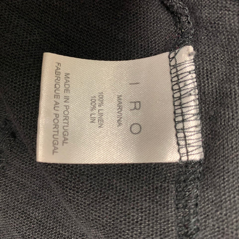 IRO Marvina  Size XS Black Distressed Linen Long Sleeve T-shirt