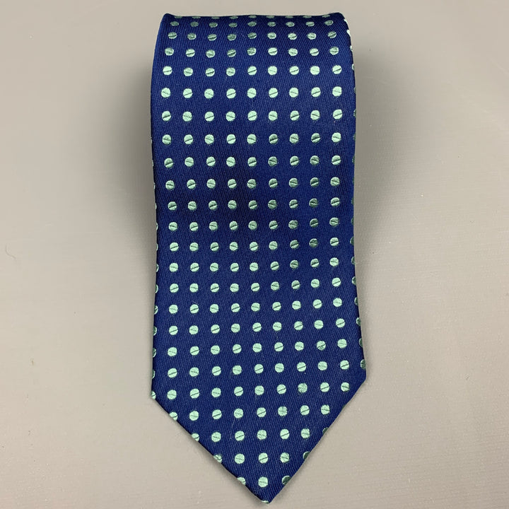 CHARVET Cravate en soie bleu et pois aqua