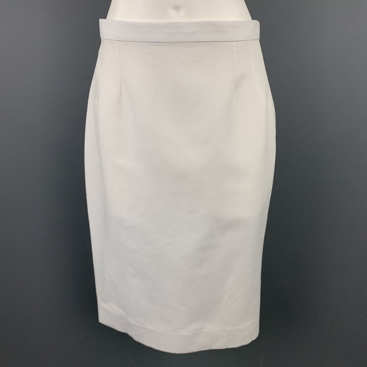 DOLCE &amp; GABBANA Talla 8 Conjunto de falda acampanada de algodón y lino blanco