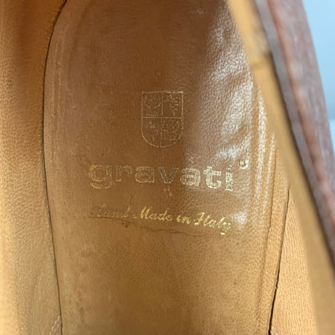 GRAVATI Size 9.5 Brown Textured Leather Lace Up Shoes