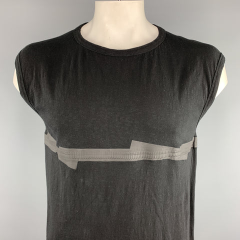 ISAAC SELLAM Taille M T-shirt sans manches en coton texturé noir