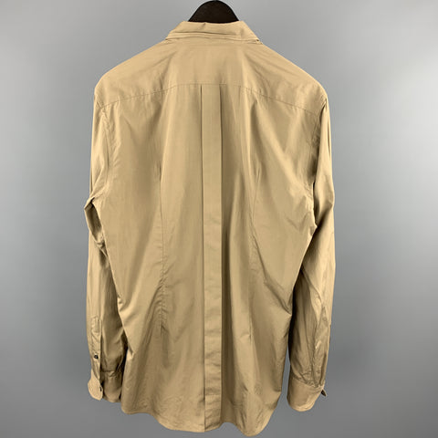 DOLCE & GABBANA Size L Olive Cotton Long Sleeve Shirt