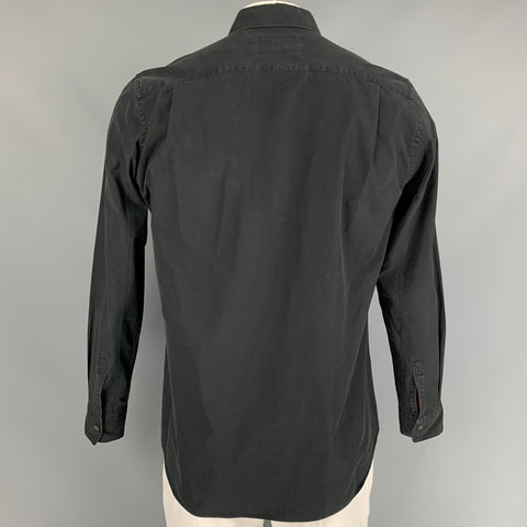 COMME des GARCONS SHIRT Size L Black Cotton One Pocket Long Sleeve Shirt