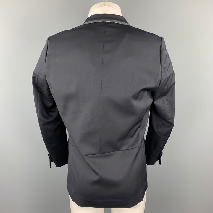 PAUL SMITH Size 38 Black Wool / Cashmere Tuxedo Sport Coat