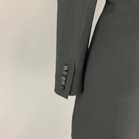 SAINT LAURENT Size 8 Black Acetate Blend Mixed Fabrics Above Knee Dress