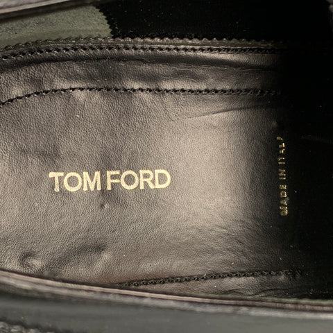 TOM FORD Edward Size 10.5 Black Perforated Leather Cap Toe Lace Up Shoes