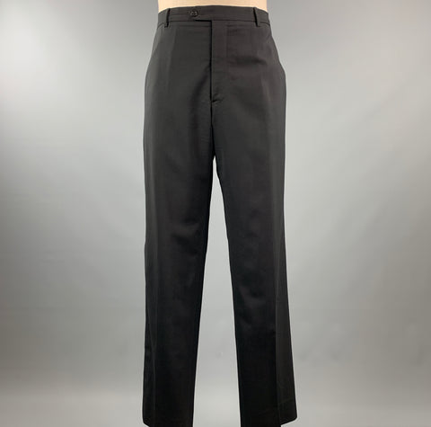 ARMANI COLLEZIONI Black Solid Wool 40 x 34 Suit