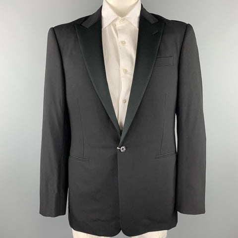 RALPH LAUREN Purple Label Size 42 Long Black Wool Tuxedo Sport Coat